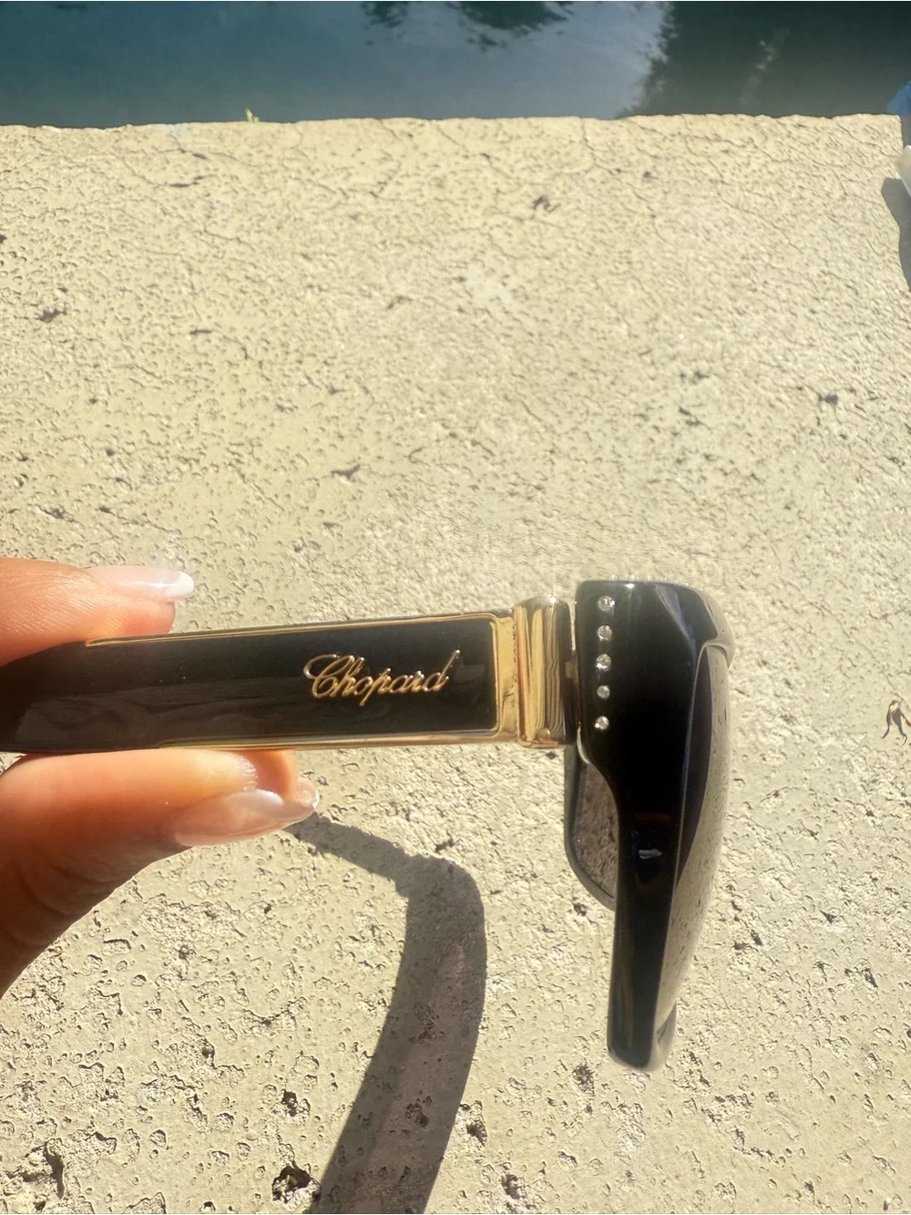 Authentic Chopard  Black and Gold Sunglasses